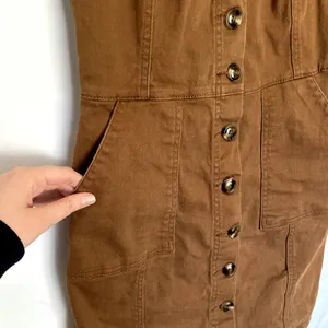 Altar'd State‎ brown denim minidress button down pockets women's size XS cotton thumbnail 3