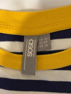 ASOS Navy White Striped Long Sleeve Top US 12 Yellow Pocket Nautical thumbnail 2