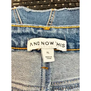 And Now This Denim Mini Skirt XL Blue Raw Hem thumbnail 4
