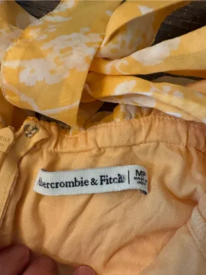 Abercrombie & Fitch Maxi Dress Womens MP Yellow Excellent Floral Ruffle Cutout thumbnail 6