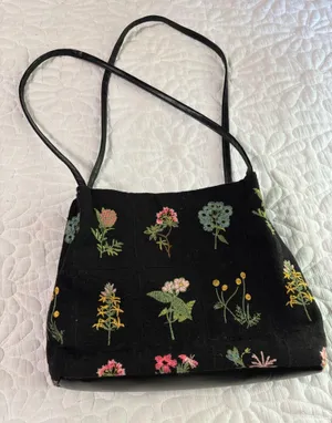 Women’s black floral embroidered bag thumbnail 1