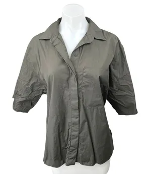 Massimo Dutti Women's Black Button Up Short Sleeve Oversized Blouse Shirt Top 6 thumbnail 1