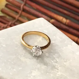 Avon Gold Plated Brilliant Solitaire Ring Size 8 thumbnail 6