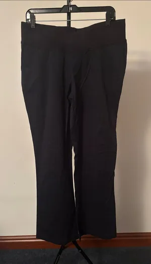 duo Maternity Black Boot-Cut Maternity Pants with Fold-Over Waistband thumbnail 1