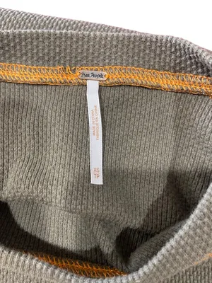 Free People Zip It Waffle Knit Thermal Top Khaki Size XS Neutral Fall Boho Cute thumbnail 3