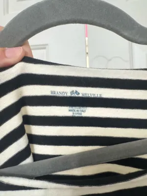 Brandy Melville Striped Off-The-Shoulder Long Sleeve Top thumbnail 3