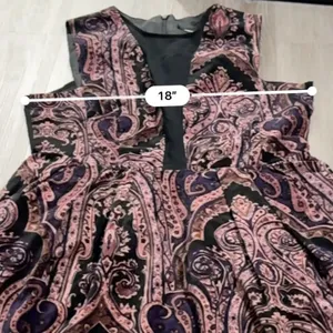ASOS Black &‎ Pink Paisley Print Velvet Sleeveless Fit & Flare Mini Dress Sz 8 thumbnail 7