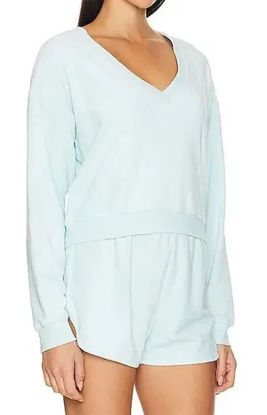 Women’s Beyond Yoga Tropez Terrycloth Pullover Shorts Set Loungewear Size L thumbnail 1