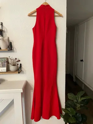 Likely Red Harbor Gown Halter Maxi Dress Front Slit Size 2 thumbnail 5
