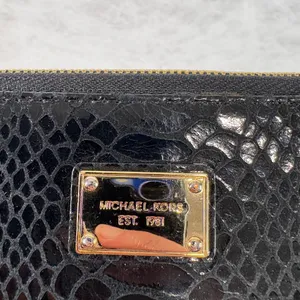 Michael‎ Kors Black Snake-Embossed Wristlet with Gold Plate thumbnail 3