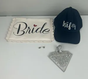 Kate Spade Bride, Mrs, wifey gift bundle of clutch, hat, luggage tag and earrings thumbnail 1