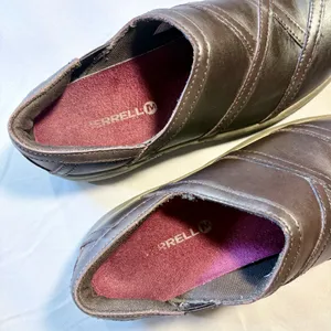 Merrell Primo Patch Leather Clogs Comfort Slip On Shoes Rich Brown US 7💚 thumbnail 7