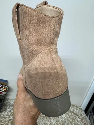 Suede like Ankle Western Boots in Tan - Women's Stylish Comfort thumbnail 6