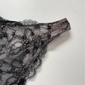 Victorias Secret Body Suit Nighty Thong Lace Plunge Neck Corset Lace Up Black thumbnail 6