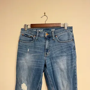 J. Crew Jeans Demi Boot‎ Crop Distressed Medium Wash Stretch 28T 28 Tall thumbnail 4