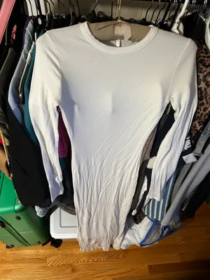 SKIMS White Jersey Long Sleeve Dress thumbnail 1