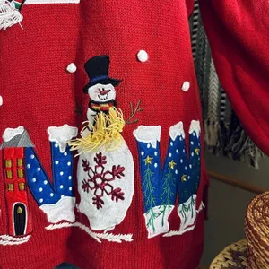 Vintage 90s Holiday Editions Christmas Whimsical Snowman Ugly Sweater thumbnail 2