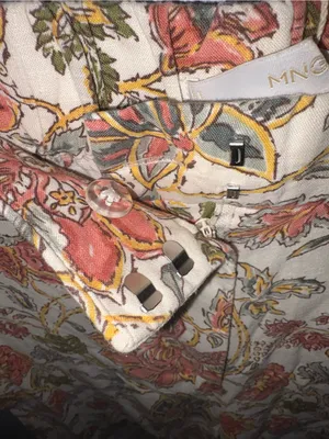 NWT Mango Cream Floral Wide Legged Trousers with Rust and Olive Motif thumbnail 3