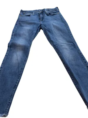 7 For All Mankind Women’s 28 Ankle Gwenevere Skinny Crop Jeans Frayed Hem Blue thumbnail 5