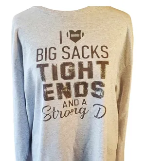 Gray Long Sleeve T-shirt Oversized Football Themed thumbnail 1