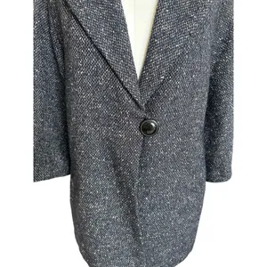 Cabi Blair Black Oversized Wool Blend Tweed One Button Dark Academia Jacket M thumbnail 5