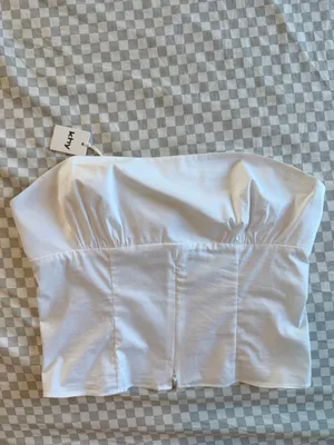 KHY Poplin Tube Top White NEW Medium White Cotton thumbnail 2