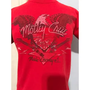2005 Y2K Motley Crue 1982 Public Enemy #1 Red Graphic Band Tee Shirt Women Small thumbnail 2