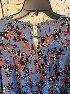 Abercrombie and Fitch Women's Purple Orange Split-Sleeve Blouse, size Medium thumbnail 6