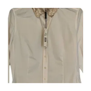 Elie Tahari Top Womens Size L White Button Front Snakeskin Print Collar NWT thumbnail 5