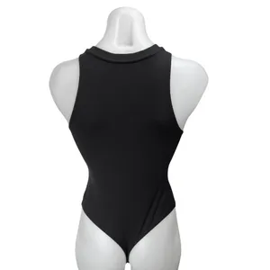 Aritzia Wilfred Free Black Ribbed Knit Round Neck Sleeveless Tank Bodysuit Top S thumbnail 2