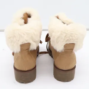 Unionbay Womens Tan Faux Fur Trim Hiker Ankle Boots Lug Sole Size 10 thumbnail 4