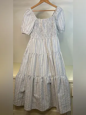 She & Sky NWT - Striped Tiered Maxi Dress with Front Bow Detail- sz Large thumbnail 3
