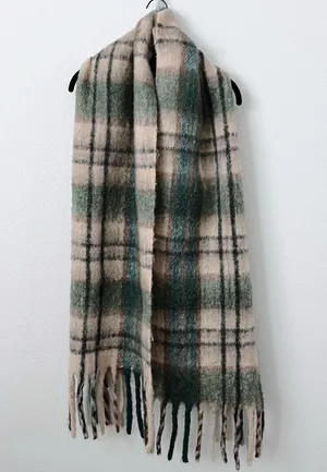 Mango Chunky Wool Plaid Scarf thumbnail 1