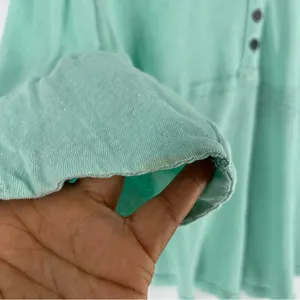 We The Free Sheer Aqua Mint‎ Green Linen Blend Relaxed Fit Dolman Henley Top thumbnail 14