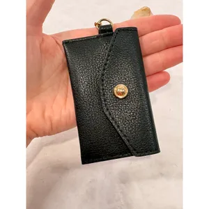 Aldo Black Pebbled Faux Leather Envelope Card Holder Wallet with Gold Chain Clip thumbnail 7