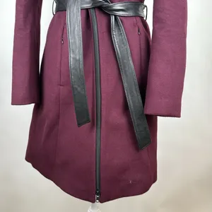 Soia & Kyo Arya Wool Blend Hooded Coat in Merlot Size Small thumbnail 7