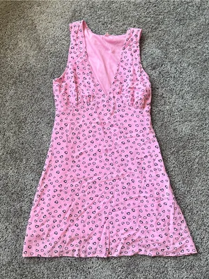 Sleeveless Pink Heart-Print Mini Dress thumbnail 1