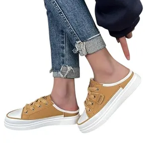 NWT ~ Tan Flat Mule Slip-On Backless Casual Sneakers Shoes ~ Women's Size 11 1/2 thumbnail 3