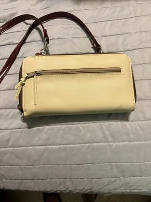 Two-Tone Brown and Cream Heart Accent Crossbody Bag by thumbnail 2