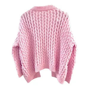 H&M Oversized Cable Knit Cardigan Bubblegum Pink Size XS thumbnail 3