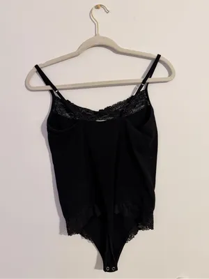 Victoria's Secret PINK Black Lace-Trim Bodysuit thumbnail 2