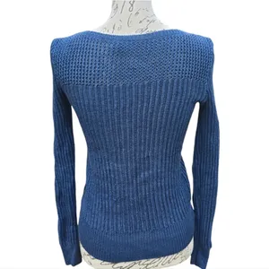 Lauren Ralph Lauren NWOT Mixed Knit Boatneck Sweater 100% Linen Steel Blue Sz XS thumbnail 6
