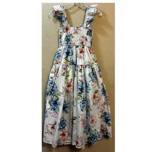 Abercrombie Floral Smocked Midi Dress Ruffle Straps Cottagecore Sundress thumbnail 9