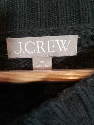 J Crew Pointelle Crewneck Sweater Black Knit Pull Over Boho Fall Womens M thumbnail 3