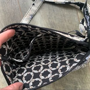 Vera Bradley Retired Camillia Saddle Crossbody Bag Purse Black Grey Floral thumbnail 8