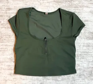 Free People Movement Womens Small Green Nylon Athletic Crop Top Workout Lined thumbnail 1