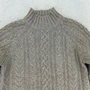 Vintage North Crest Cable Knit Mock Neck Sweater Womens Small Tan Acrylic‎ Wool thumbnail 3