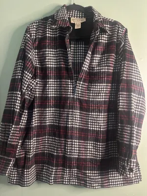 Jones New York Country 14 Wool Plaid Jacket Shacket Red Black Preppy Classic thumbnail 1
