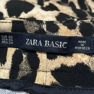 Zara Beige Black Leopard Animal Print High Rise Flare Bootcut Trousers Pants XS thumbnail 4