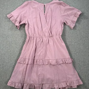 L Love V-Neck Ruffle Tiered Dress Size Small Purple Short Sleeve V-Neck Flare thumbnail 9
